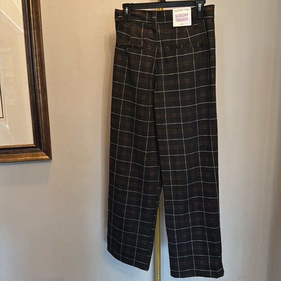 Vanilla star slouchy trousers black brown plaid NWT 7/28 - Picture 8 of 13